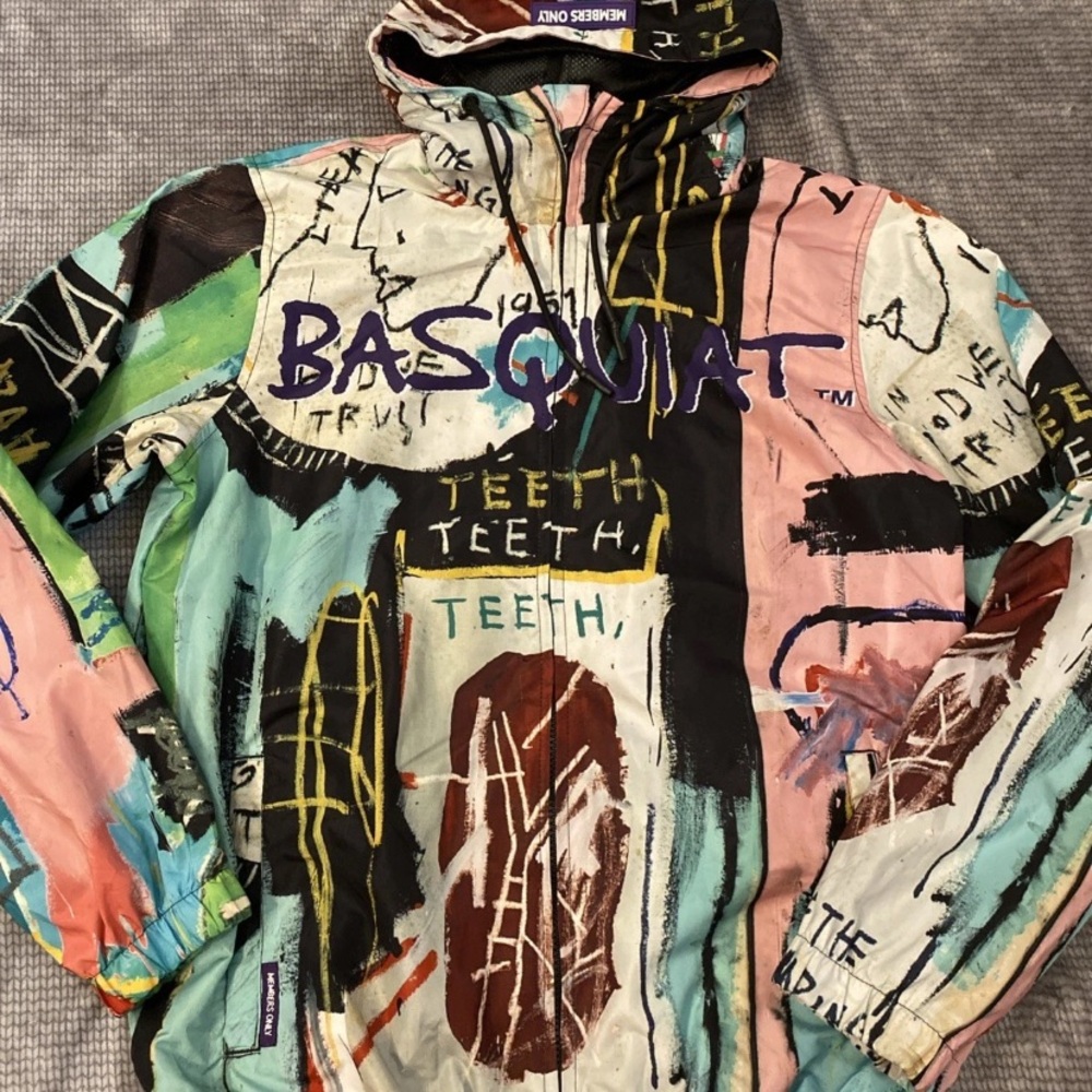 Jean Michel Basquiat Members Only Windbreaker Mens Sz S Zippered Jacket w/ Hood